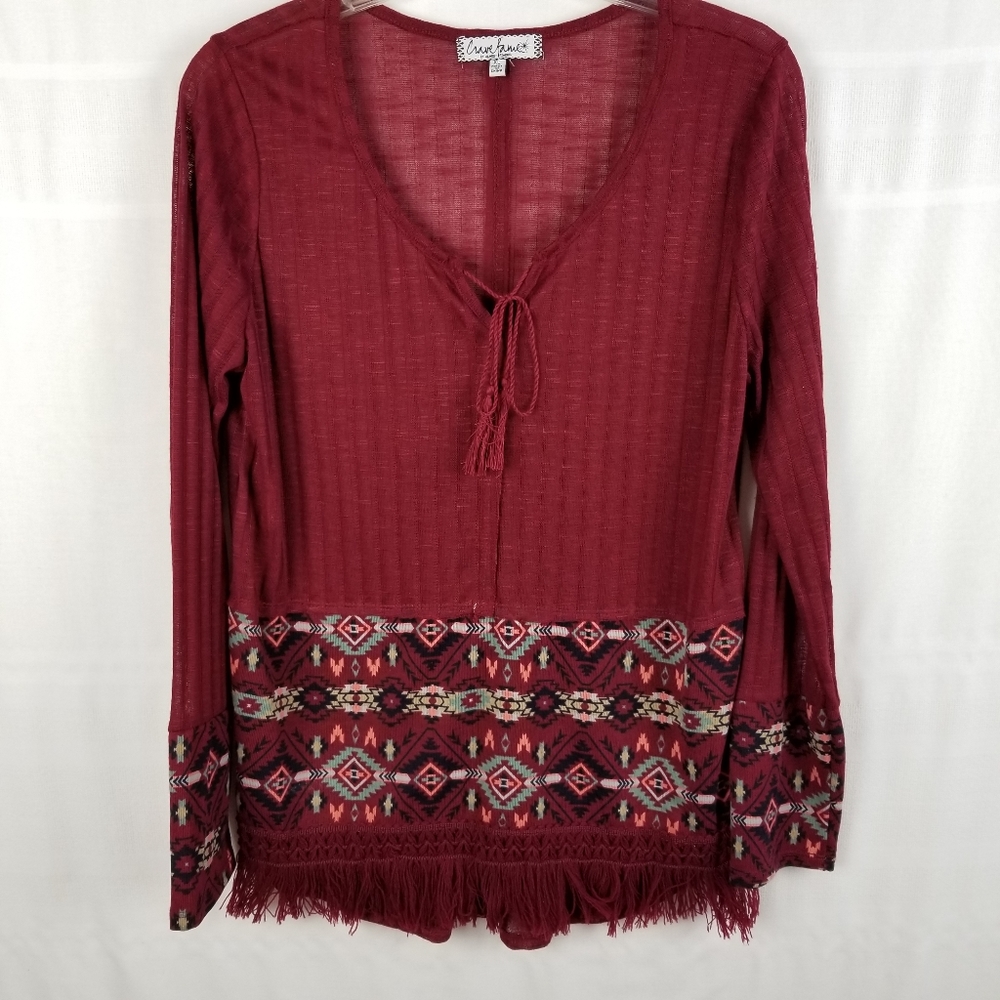 Crave Fame boho top with fringe size XL